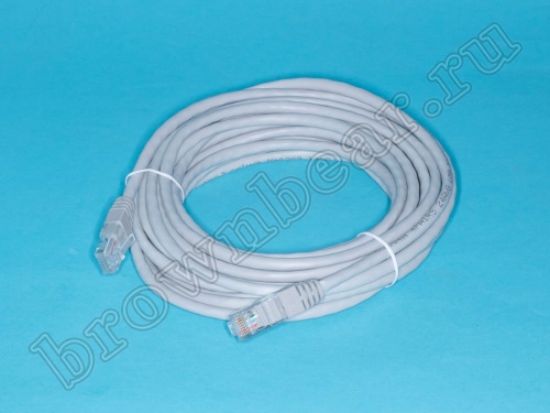 Патч-корд UTP RJ-45, категория 5e, литой, 6 метров, серый 
