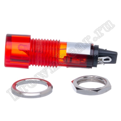 Лампа неоновая  индикаторная с резистором  220В, d 12 мм, красная фото 4