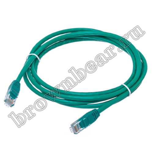 Патч-корд UTP RJ-45, категория 5e, литой, 2 метра, зеленый 