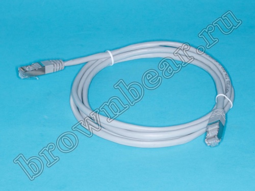 Патч-корд FTP RJ-45, категория 5e, экранированный, литой, 2 метра, серый 