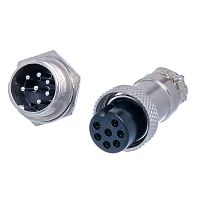 Разъем M16 7 контактов розетка на кабель, вилка на блок, тип GX16, комплект AC-M16-7