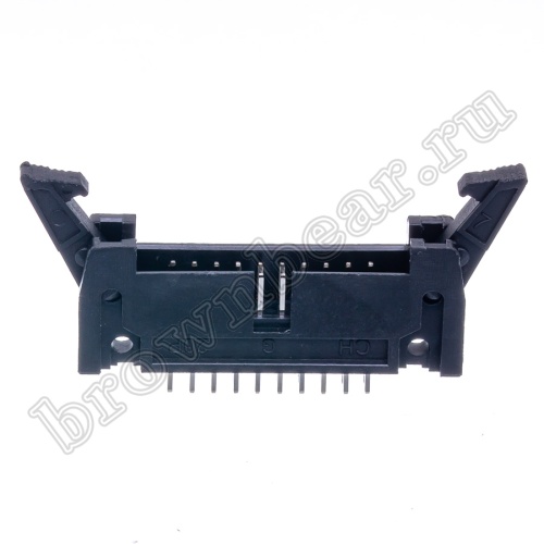 Разъем IDC 2х10 вилка на плату, шаг 2.54мм, с защелками SCM-20 фото 6