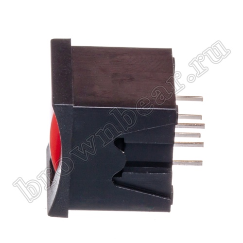 Кнопка мини с фиксацией, красная в черном корпусе PSM2-1-R-B  фото 4