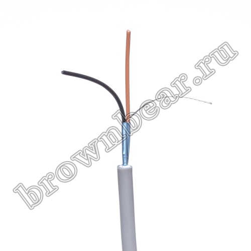 Кабель сигнальный коммуникационный 2 провода, 26AWG, бухта 50м, экранированный, серый -