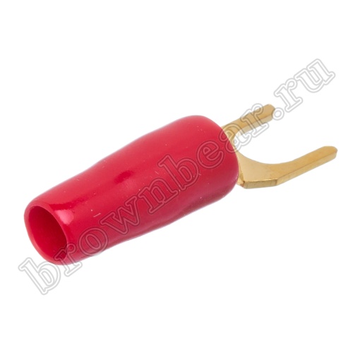 Клемма вилочная обжимная тип "U" 4.0 мм, на провод  d 4мм, красная TSY-1R фото 3