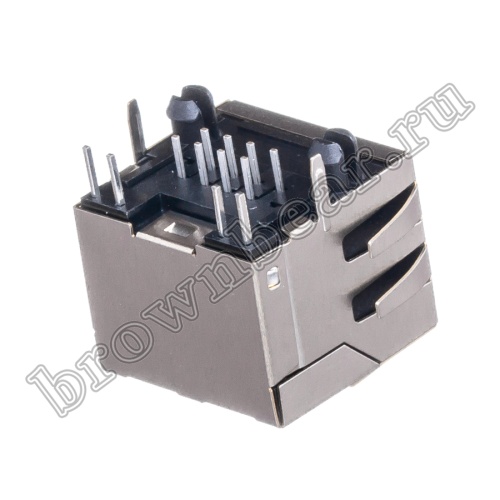 Разъём RJ-45 гнездо на плату, 8P8C,  2 светодиода (красный-зеленый), экранированный, тип 18 TJ18-L8P8C-5 фото 4