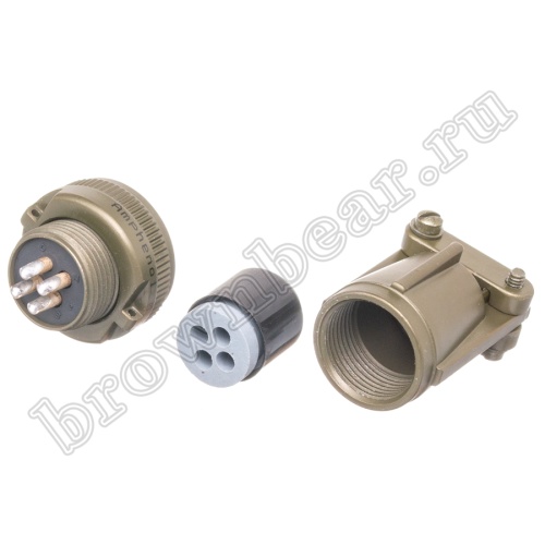Разъём Amphenol серии MS, 4 контакта, розетка на кабель, тип 14S, резьбовой MS3106E-14S-2S фото 7