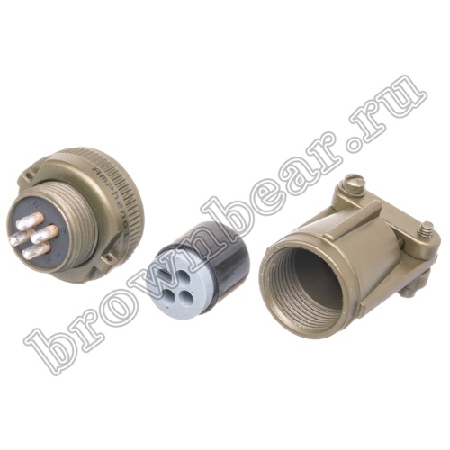 Разъём Amphenol серии MS, 4 контакта, розетка на кабель, тип 14S, резьбовой MS3106E-14S-2S фото 2