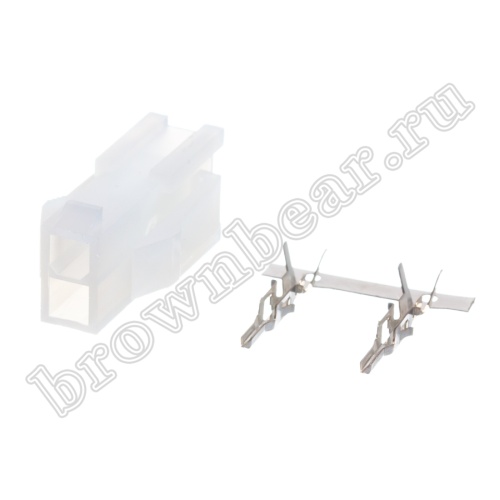 Разъем питания Mini-Fit 2 контакта, вилка на кабель, шаг 4,2мм MF-2M/2