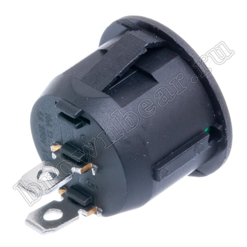 Выключатель клавишный (рокерный) круглый 220В, 2 контакта (on-off), d 20мм, зеленый SWR-21G фото 5