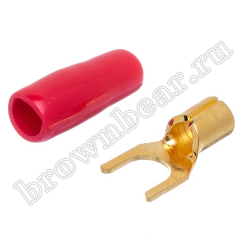 Клемма вилочная обжимная тип "U" 4.0 мм, на провод  d 4мм, красная TSY-1R фото 5
