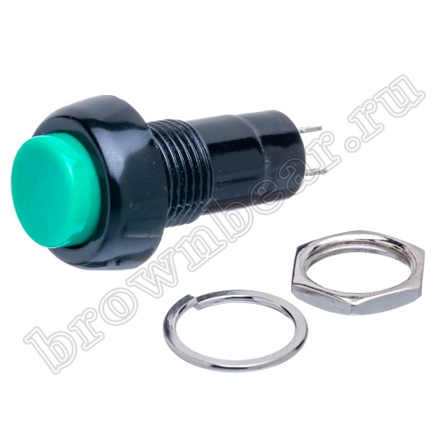 Кнопка без фиксации, круглая на блок, НР, 220В, зеленая PSW-6M-G фото 5