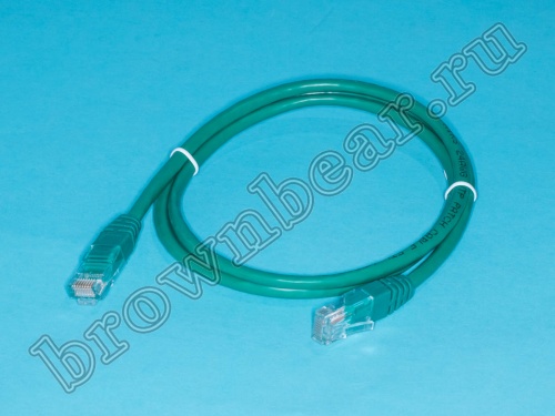 Патч-корд UTP RJ-45, категория 5e, литой, 1 метр, зеленый 