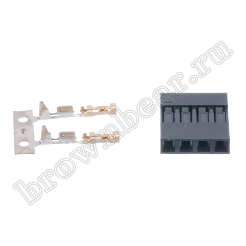 Разъем 1х4 гнездо на кабель, шаг 2.54мм, с контактами фото 4