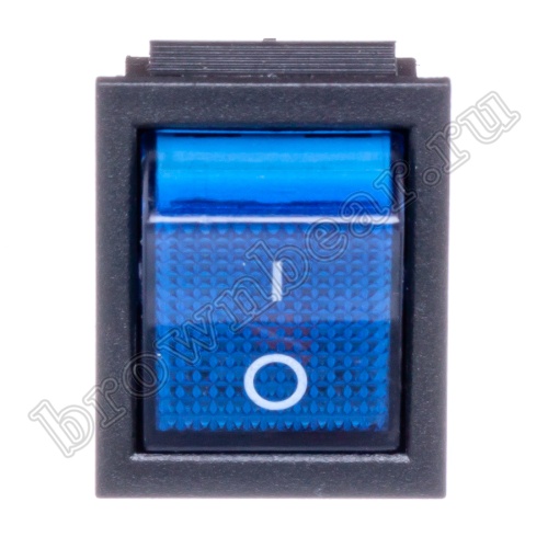 Выключатель клавишный (рокерный) 220В, 4 контакта (on-off), 29х22мм, с подсветкой, синий SWR-78BL/L фото 3