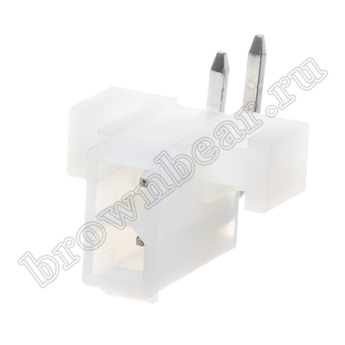 Разъем питания Mini-Fit 2 контакта, вилка на плату, прямой угол, под винты, шаг 4,2мм MF-2MRB