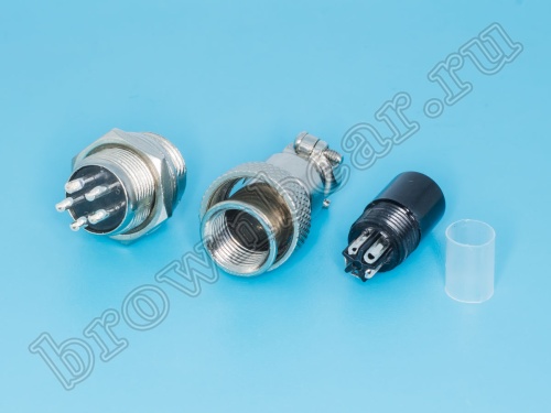 Разъем M12 5 контактов розетка на кабель, вилка на блок, тип GX12, комплект AC-M12-5 фото 3