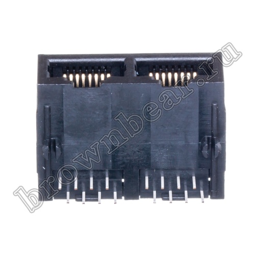Разъём RJ-45 2 гнезда на плату 8P8C, тип 9 TJ9-8P8C-02 фото 5