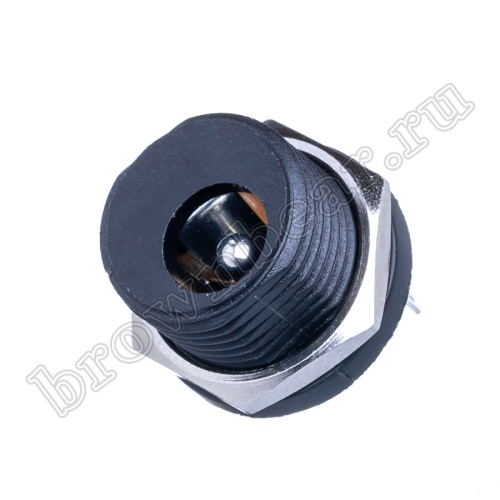 Разъем питания штырьковый DC гнездо 2.5 х 5.5 мм, на приборный блок под гайку DJK-03B