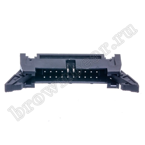 Разъем IDC 2х10 вилка на плату, шаг 2.54мм, с защелками SCM-20 фото 2