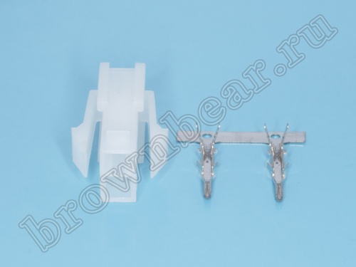 Разъем питания Mini-Fit 2 контакта, вилка на кабель, шаг 4.2мм MF-2M фото 4