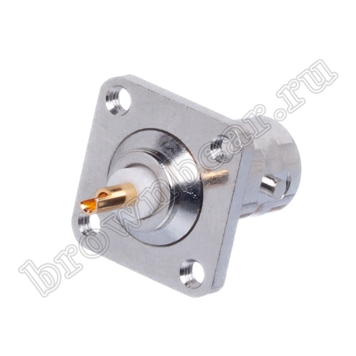 Разъем BNC гнездо на приборный блок, фланец под 4 винта, крепежные отверстия с резьбой BNC-BJ2c фото 3