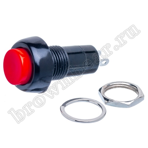 Кнопка с фиксацией, круглая на блок, НР, 220В, красная PSW-6FM-R фото 5