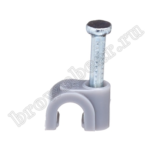 Скоба пластиковая с гвоздем для кабеля RG-58, 5 х 5.3 мм, серая, упак. 100 шт. NC-0.5N-G фото 7