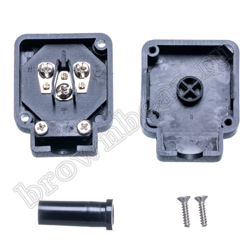 Разъем питания IEC C14, вилка на кабель разборная, прямой угол, 10A фото 5