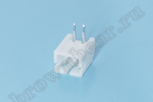 Разъем питания 2 контакта, вилка на плату, прямой угол, шаг 2.0 мм MW-2MR