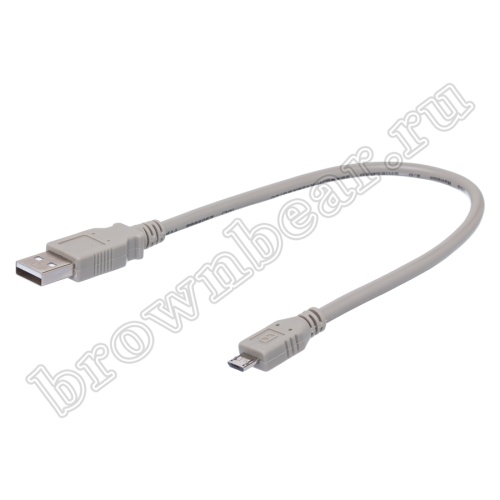 Кабель интерфейсный USB, type А - type micro USB, вилка - вилка, 0.3 метра