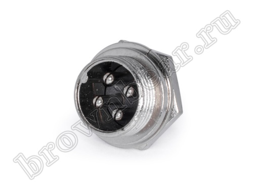 Разъем GX16 (M16) вилка на блок 4 контакта, под гайку AC-M16-4M