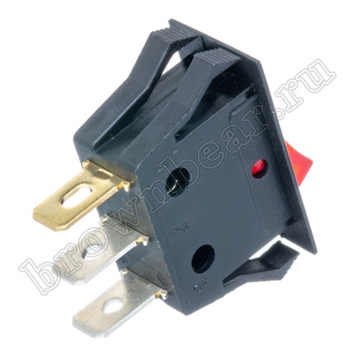 Выключатель клавишный (рокерный) 220В, 3 контакта (on-off), 25х12мм, с подсветкой, черный SWR-62/L фото 4