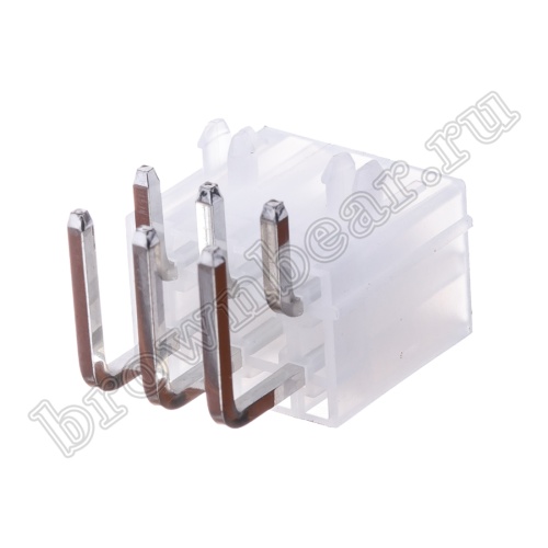 Разъем питания Mini-Fit 6 контактов, вилка на плату, прямой угол, с фиксатором, шаг 4,2мм MF-6MRA фото 3