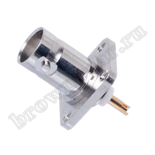 Разъем BNC гнездо на приборный блок, фланец под 4 винта, крепежные отверстия с резьбой BNC-BJ2c фото 2