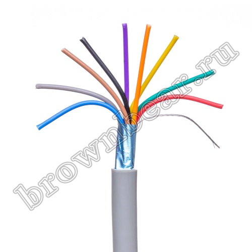 Кабель сигнальный коммуникационный 9 проводов, 24AWG, бухта 50м, экранированный, серый SIN YU