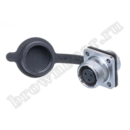 Разъём М14 3 контакта розетка на блок, квадратный фланец