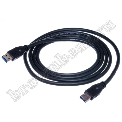 Кабель интерфейсный USB 3.0, type А - type А, вилка - вилка, черный, 1.8 метра