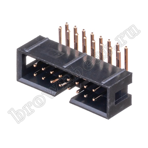 Разъем IDC 2х 8 вилка на плату, шаг 2.54мм, прямой угол BH-16R