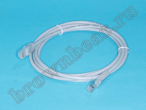 Патч-корд UTP RJ-45, категория 5e, литой, 2 метра, серый 