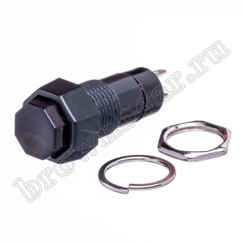 Кнопка с фиксацией, восьмиугольная на блок, НР, 220В, черная PSW-6FA-B фото 5