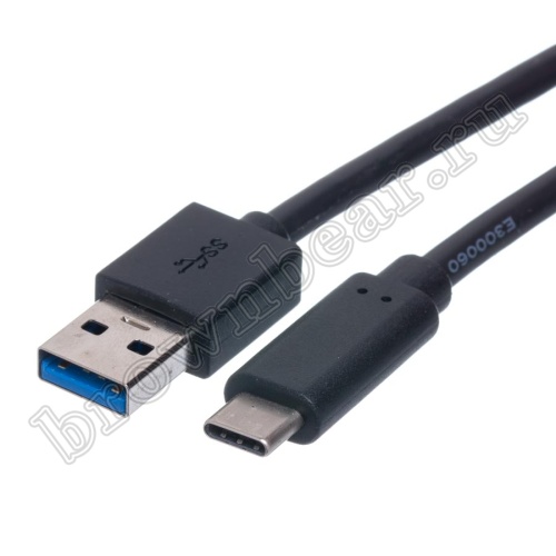 Кабель интерфейсный USB 3.0, type А - type C, вилка - вилка, черный, 1 метр фото 3